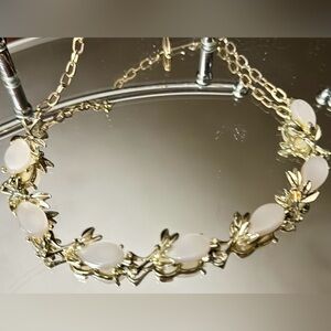 Vintage moon glow necklace 1950-60s gold-tone Lucite statement Women’s jewelry
